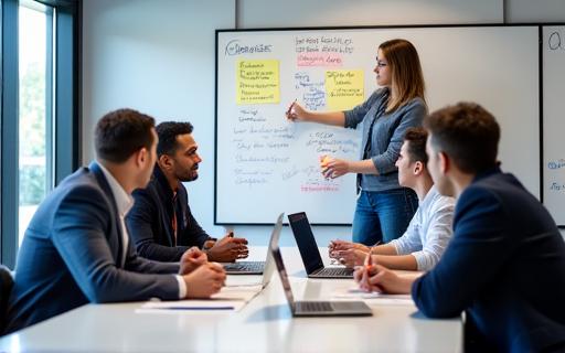 Team brainstorming in a workshop