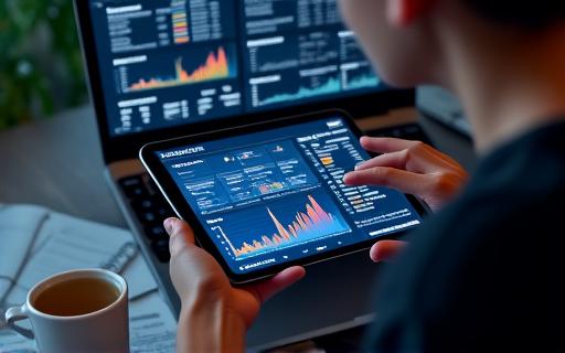 Person reviewing analytics on a tablet