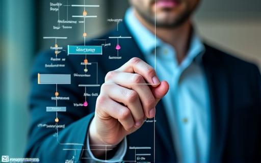 Person drawing a strategic flowchart